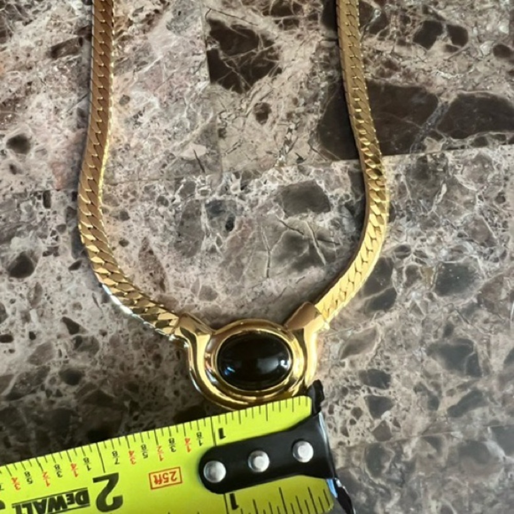 Vintage Napier Oval Black Gold Pendant Necklace - Picture 4 of 6
